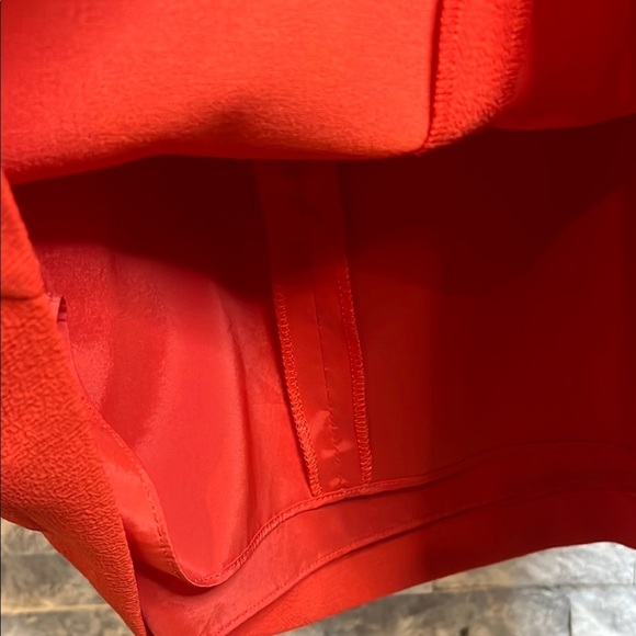 Trina Turk Red Orange Sheath Party Dress, Square Neckline Tiered Sleeves, size 4 - Picture 11 of 13